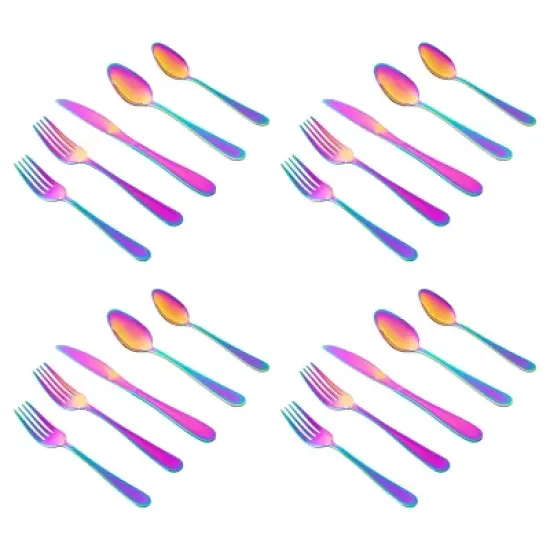 Gibson Home Stravida 20 Piece Flatware set in Rainbow Stainless Steel image {2}