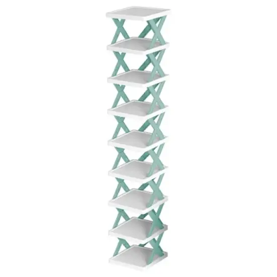 NewHome "9-Tier Vertical Shoe Rack: Space-Saving Free-Standing Organizer for Narrow Entryways and Closets" White image {1}