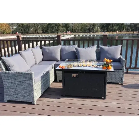 Sol Living 45&sbquo;&Auml;&ugrave; Outdoor Fire Pit Propane Firepit Table with Lid & Lava Rocks 50,000 BTUs image {7}