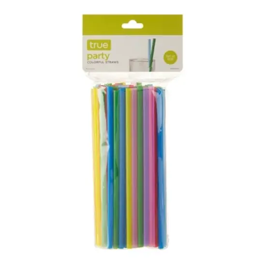 True Colorful Straws, Long Disposable Straws for Cocktails, Smoothies, Iced Coffee, Disposable Party Supplies, Assorted Colors, Set of 100 image {6}