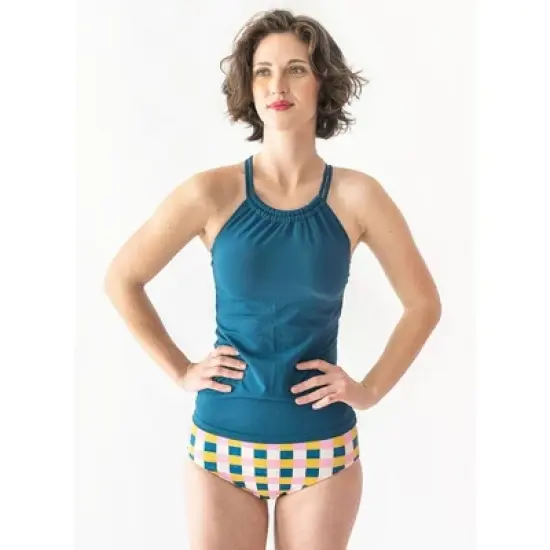 Lime Ricki Women's Indigo Double Cinch Tankini Top image {5}