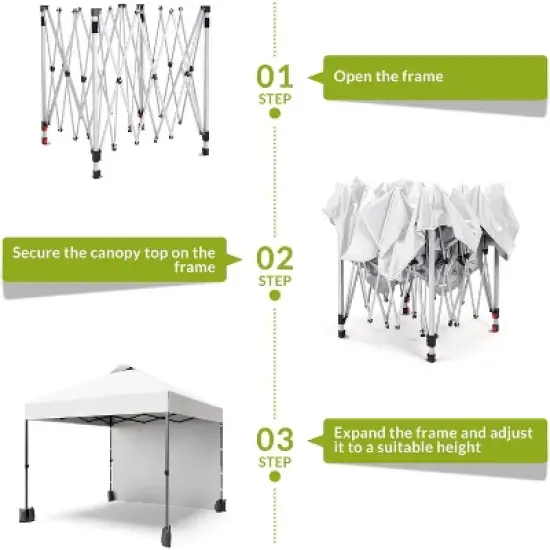 Acekool 10x10 Pop Up Canopy, Outdoor Canopy Tent with Removable Sidewall, Vented Roof, Wheeled Bag for Camping, Picnic, Beach, Black image {3}