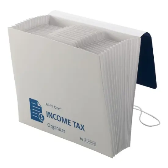 Smead All-in-One&trade; Income Tax Organizer, 12 Pockets, Flap and Cord Closure, Letter Size, Navy/White (70660) image {2}