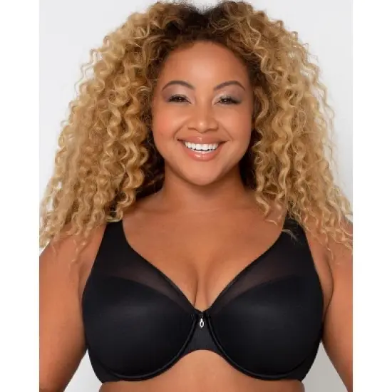 Curvy Couture Women's Sheer Mesh Plunge T-shirt Bra image {1}