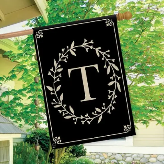 Briarwood Lane Classic Monogram Letter T House Flag Double-Sided 28" x 40" image {2}