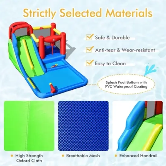 Costway Inflatable Water Slide Kids Jumping Bounce Castle w/ Ocean Balls Blower Excluded image {7}