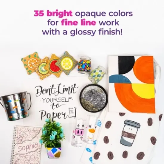 PINTAR Premium Acrylic Paint Pens - Fine Tip Pens For Rock Painting, Ceramic Glass, Wood, Paper, Fabric & Porcelain (35 colors) image {6}