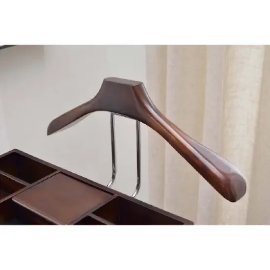 Crescent Moon Drawer Top Tray Contour Hanger Trouser Bar Valet Stand Dark Walnut - Proman Products image {4}