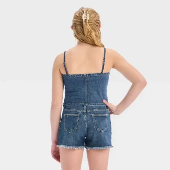 Girls' Button-Front Denim Tank Top - art class&trade; image {1}