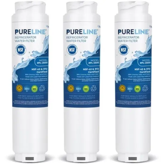 PURELINE Refrigerator Water Filter Replacement for Bosch Ultra Clarity 644845,9000194412, 9000077104, REPLFLTR10 and Miele KWF1000 (3 Pack) image {6}