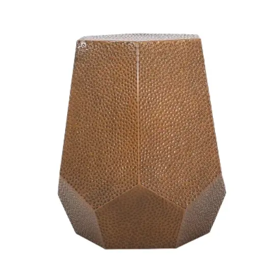 Pamsha Modern Hammered Iron Geometric Brushed Antique Side Table Bronze - Christopher Knight Home image {2}