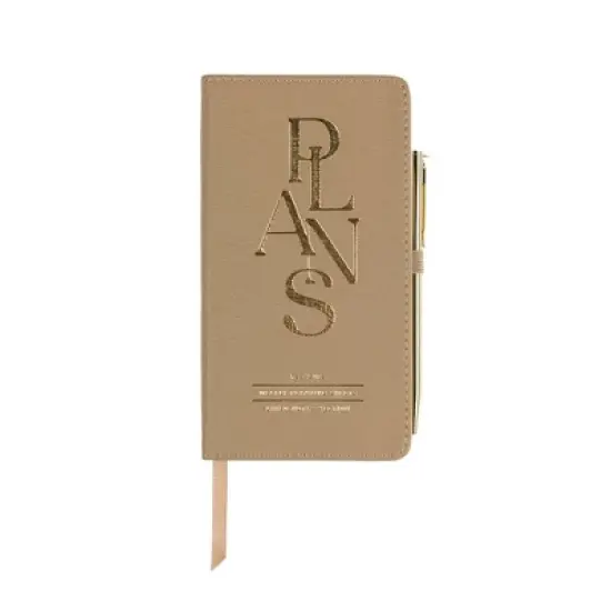 Fringe Studio Faux Leather  Weekly Planner & Pen Set 3.63" x 6.88" Beige Plans Stacked image {4}