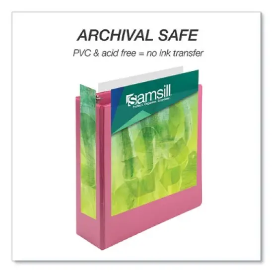Samsill Earth's Choice Plant-Based Economy Round Ring View Binders, 3 Rings, 3" Capacity, 11 x 8.5, Pink, 2/Pack image {2}