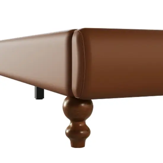 Christopher Knight Home Calka Modern Faux Leather Upholstered Coffee Bed with Headboard image {6}