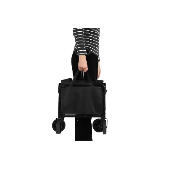 DOMETOUR Lightweight Folding Beach Wagon with Wheels - Heavy Duty Utility Cart for Grocery, Camping, Shopping, Sports, Garden - Large Capacity - Black image {2}