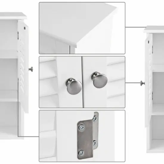Costway Bathroom Wall Storage Cabinet Double Doors Shelves Kitchen Medicine Organizer image {6}