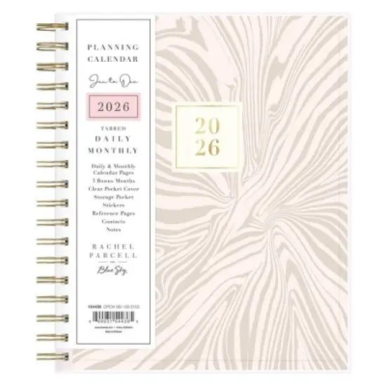 Blue Sky Rachel Parcell Daily/Monthly Planning Calendar 7"x9" Ella Tan Clear Pocket Cover image {2}