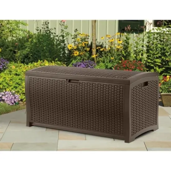Resin Wicker Deck Box 73 Gallon - Brown - Suncast image {2}