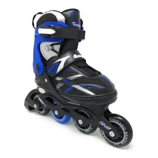 Kids' Chicago Skates Adjustable Inline Skates - Black/Blue image {3}