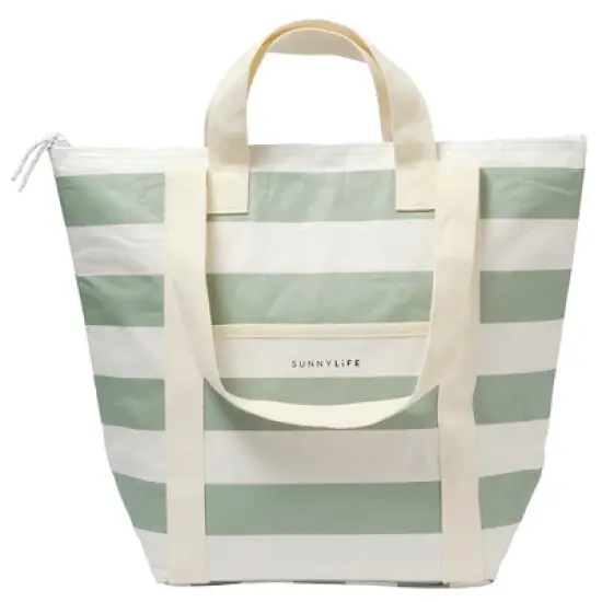 Sunnylife Light Cooler Tote - La Palma Sage Stripe - 6Gal image {7}