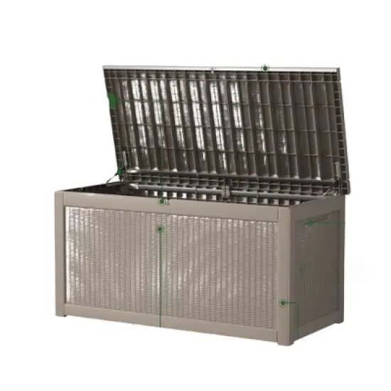 DSVIMOY Deck Boxes, 4-Piece 260 Gal Outdoor Storage Deck Box, Small Patio Storage Bin for Garden Tools, Brown, 57.87"*32.24"*33.66" image {1}