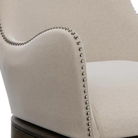 25.75" Caydena Memory Return Swivel Wood Counter Height Barstool Rustic Gray/Cream Fabric - Hillsdale Furniture image {9}