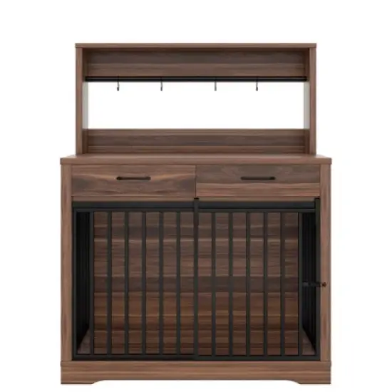 Whisen Dog Crate & Side Table & Dog Kennel with Sliding Iron Door, Ample Storage Space image {7}