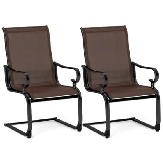 Costway Set of 2 Patio Chairs C-Spring Motion Chairs with Quick-drying & Breathable Fabric image {8}