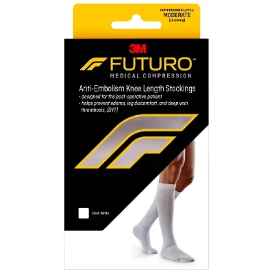 FUTURO Anti-Embolism Stockings Knee Length Closed Toe - Large Regular - White image {7}