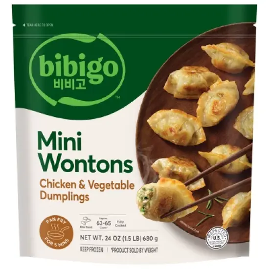 Bibigo Frozen Mini Wontons Chicken and Vegetable Dumplings - 24oz image {8}