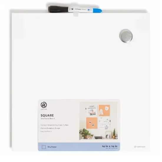 U Brands 14" Square Tile Magnetic Dry Erase Board: Wall Mount Wipe-Off Surface, Includes Mounting Hardware, White image {2}
