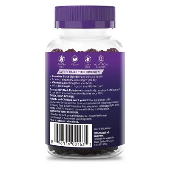 Sambucol Sugar Free Triple Immunity Supplement Vegan Gummies - 45ct image {1}