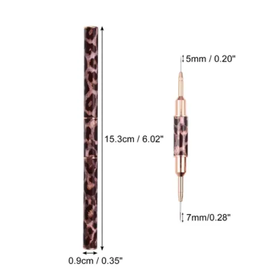 Unique Bargains Nail Art Liner Brushes Nails Gel Polish Painting Nail Art Design Brush Pen Set Nail Dotting Painting Drawing Pen Leopard Print image {3}