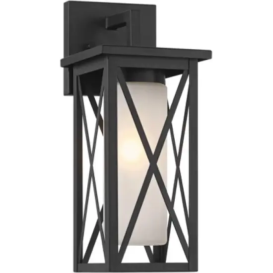 360 Lighting Raynor 15" High Modern Outdoor Wall Light Fixture Mount Porch House Exterior Outside Weatherproof Black Metal Glass Shade Front Door image {9}