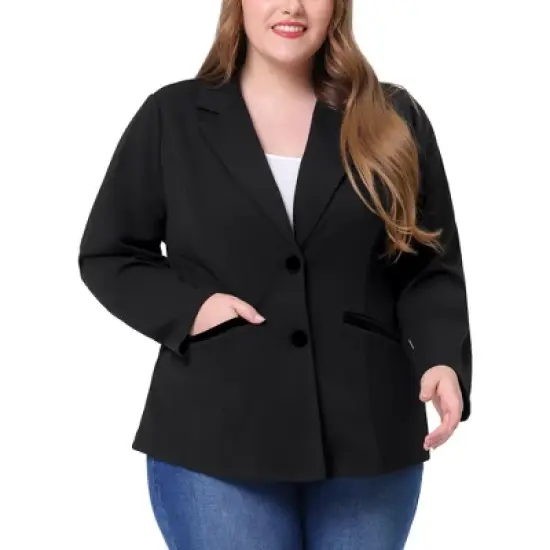 Agnes Orinda Women's Plus Size Button Down Notched Lapel Office Blazers image {6}