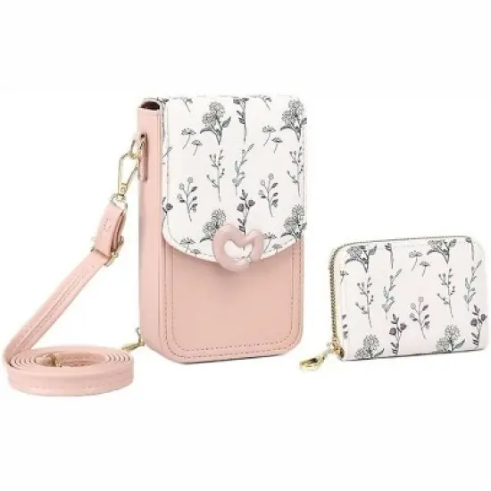 FATMOON Women's Leather Small Crossbody Cell Phone Bag - Adjustable Removable Strap Zipper Shoulder Handbag Purse with Mini Bag image {9}