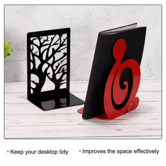 Unique Bargains Musical Note Shaped Metal Support Bookend for Home Office Stationery Storage image {4}