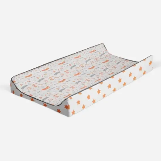 Bacati - Basketball Orange/Gray Muslin Changing Pad Cover image {6}