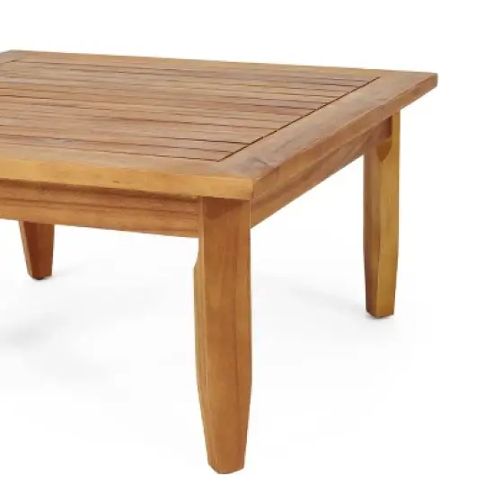 4pc Aston Outdoor Mid-Century Modern Acacia Wood Sectional Set with Cushions Teak/Dark Gray - Christopher Knight Home image {5}