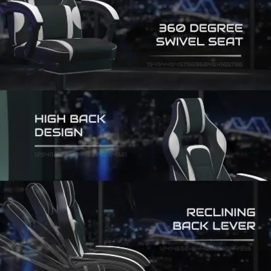 BlackArc Gaming Chair Outfitted With Footrest, Headrest, Lumbar Support Massage Pillow, Reclining Seat/Arms image {2}