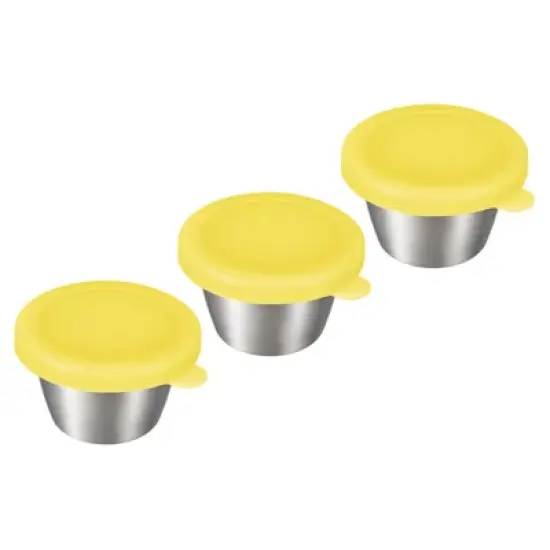 Unique Bargains Stainless Steel Picnic Travel Salad Dressing Condiment Container Cups with Lids 3 Pcs image {7}