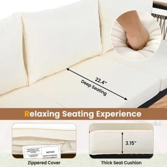 TIRAMISUBEST 4-Piece Outdoor Sectional Sofa Set,5-Person Patio Conversation Set with Cushions & Coffee Table for Garden,Balcony image {3}