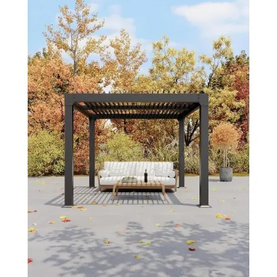 Aluminum Semi-Iron Aluminum Shutter Shed - Adjustable Roof Pergola, Outdoor Aluminum Pergola, Deck Pergola, Backyard Pergola, Grey Hardtop Gazebo image {1}