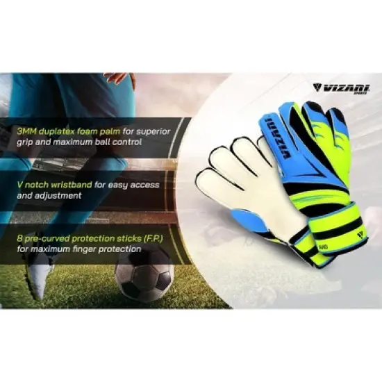 Vizari Avio F.P. Soccer Goalkeeper Goalie Gloves - Optimal Grip for All Skill Levels - Non-Slip Receiver Gloves for Kids and Adults, Ideal for Soccer Training and Matches image {5}