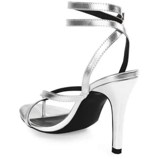 Journee Collection Womens Waverlee Open Toe High Stiletto Pumps Silver 11 image {6}