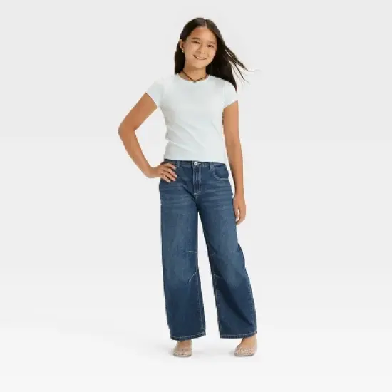 Girls' Mid-Rise Barrel Leg Jeans - art class&trade; image {2}