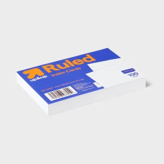 100ct 4" x 6" Ruled Index Cards White - up&up&trade;: College Rule, Uncoated, 72 lb, Paper Basics, 4x6 Note Card Size image {2}