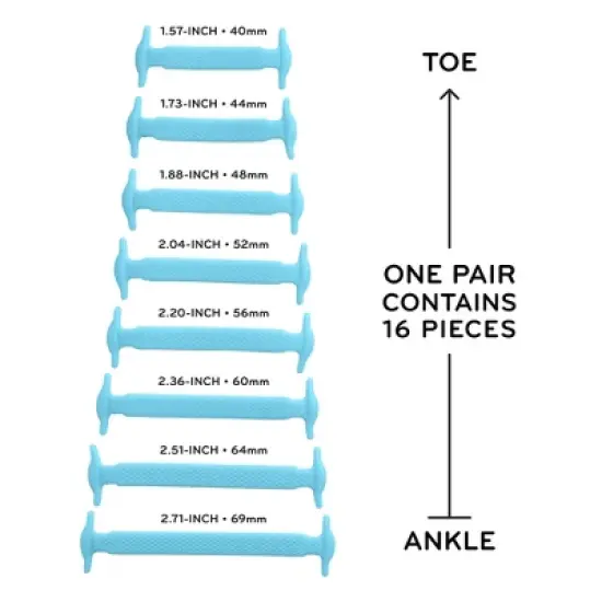 The Original Stretchlace No-Tie Silicone Elastic Shoelaces &ndash; Light Blue Tieless Shoe Laces (1 Set) image {2}