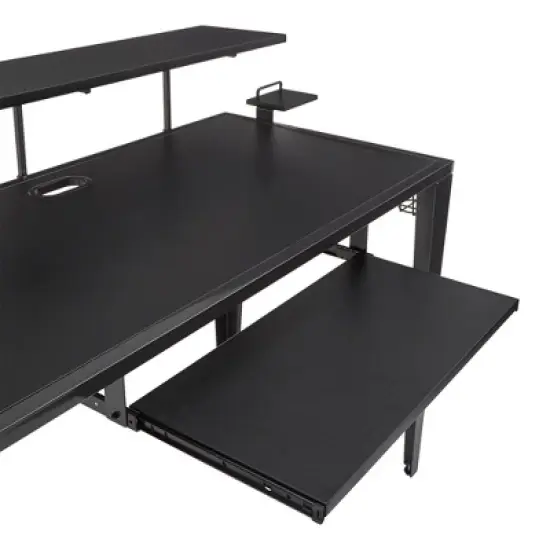 Juneau Metal Computer Desk with USB Charging Port and Adjustable Shelf Gray - Inspire Q image {8}