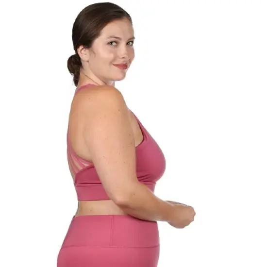 Memoi Women's Crosshatched Light Support Sports Bra with Removable Cups image {4}